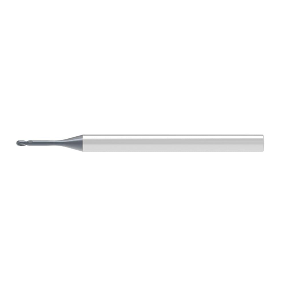 Ball End Mill: 1.80 mm Dia, 1.80 mm LOC, 2 Flute, Solid Carbide