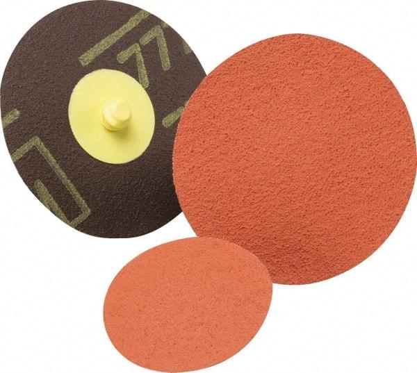 3M - 1" Disc Diam, 40 Grit, Aluminum Oxide Quick Change Disc - Type S Attaching System, Coated, Coarse Grade, 361F Series - Eagle Tool & Supply