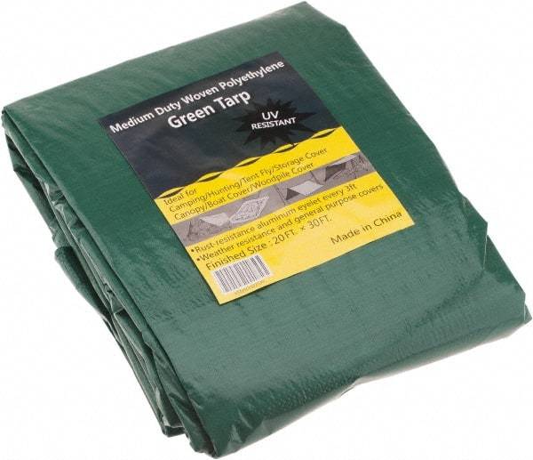 Value Collection - 30' Long x 20' Wide Polyethylene Tarp & Dust Cover - Green, 9 to 10 mil Thickness - Eagle Tool & Supply