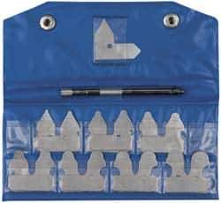 Value Collection - 15 Piece, 1/32 to 1/4 Inch Radius, Steel Radius Gage Set - Satin Chrome Coated - Eagle Tool & Supply