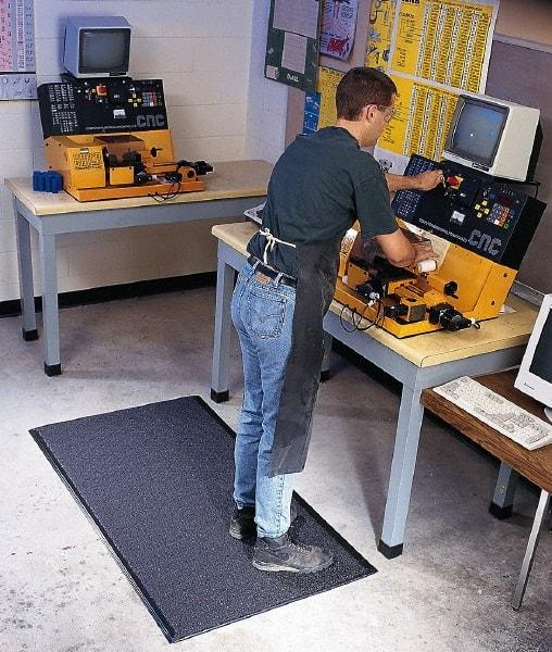 Wearwell - 60' Long x 3' Wide, Dry Environment, Anti-Fatigue Matting - Black, Vinyl with Vinyl Sponge Base, Rounded on 4 Sides - Eagle Tool & Supply