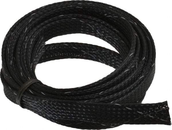 Techflex - Black/White Braided Expandable Cable Sleeve - 10' Coil Length, -103 to 257°F - Eagle Tool & Supply