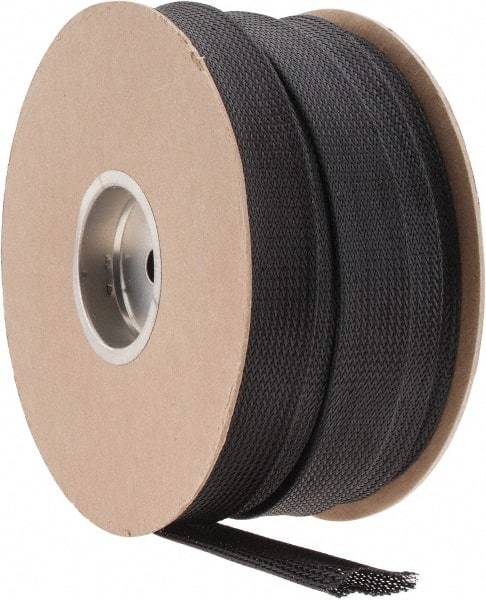 Techflex - Black Braided Expandable Cable Sleeve - 200' Coil Length, -103 to 257°F - Eagle Tool & Supply