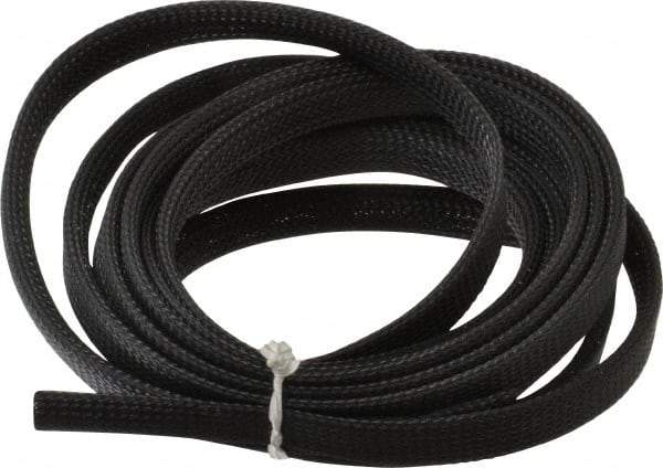 Techflex - Black Braided Expandable Cable Sleeve - 10' Coil Length, -103 to 257°F - Eagle Tool & Supply