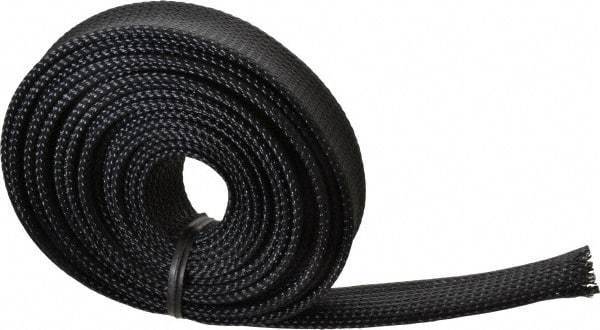 Techflex - Black Braided Expandable Cable Sleeve - 10' Coil Length, -103 to 257°F - Eagle Tool & Supply