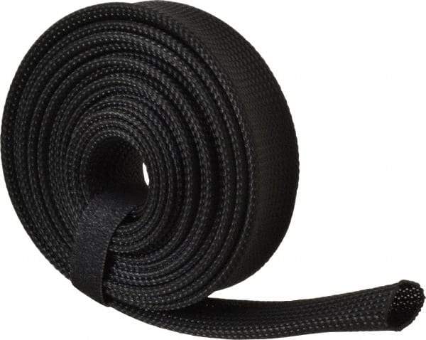 Techflex - Black Braided Expandable Cable Sleeve - 10' Coil Length, -103 to 257°F - Eagle Tool & Supply