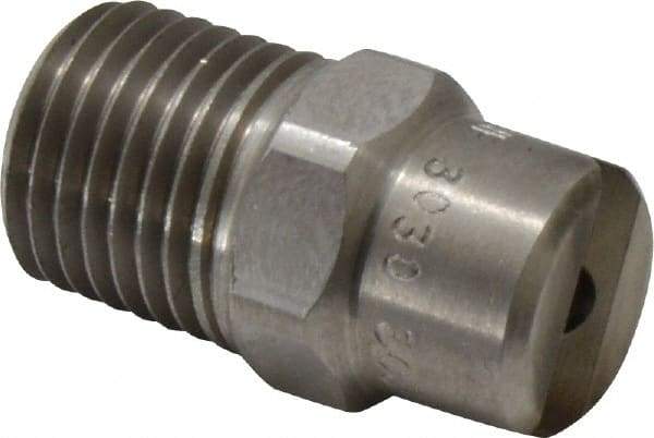 Bete Fog Nozzle - 1/4" Pipe, 30° Spray Angle, Grade 303 Stainless Steel, Standard Fan Nozzle - Male Connection, 4.74 Gal per min at 100 psi, 0.141" Orifice Diam - Eagle Tool & Supply