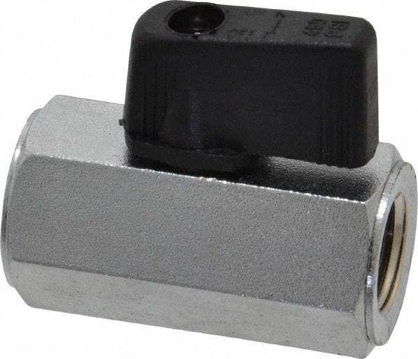 Value Collection - 1/4" Pipe, Brass Miniature Ball Valve - Inline - One Way Flow, FNPT x FNPT Ends, Wedge Handle, 450 WOG - Eagle Tool & Supply