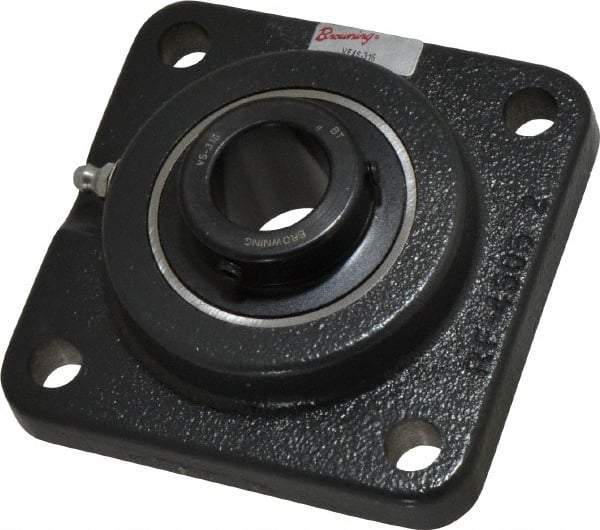 Browning - 1" ID, 4-1/4" OAL x 4-1/4" OAH 4-Bolt Flange - 2,567 Lb Static Cap, 4,381 Lb Dyn Cap, 3-1/4" Btw Mnt Hole Ctrs, Cast Iron - Eagle Tool & Supply