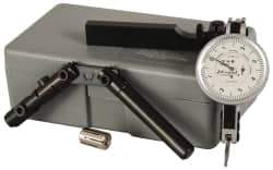 TESA Brown & Sharpe - 6 Piece, 0.0001" to 0.06" Measuring Range, 1-1/2" Dial Diam, 0-4-0 Dial Reading, White Dial Test Indicator Kit - 0.0001" Accuracy, 0.65" Contact Point Length, 0.08" Ball Diam, 0.001" Dial Graduation - Eagle Tool & Supply