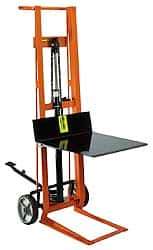 Wesco Industrial Products - 750 Lb Capacity, 54" Lift Height, Hydraulic Platform Base Manually Operated Lift - 54" Minimum Operating Height - Eagle Tool & Supply