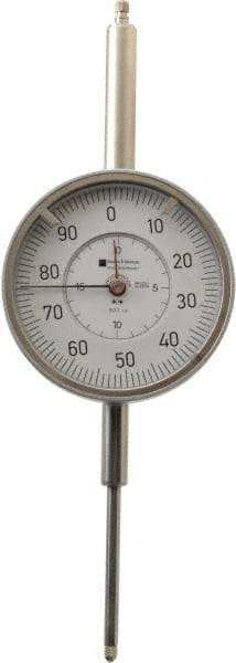TESA Brown & Sharpe - 2" Range, 0-100 Dial Reading, 0.001" Graduation Dial Drop Indicator - 3" Dial, 0.1" Range per Revolution, Revolution Counter - Eagle Tool & Supply