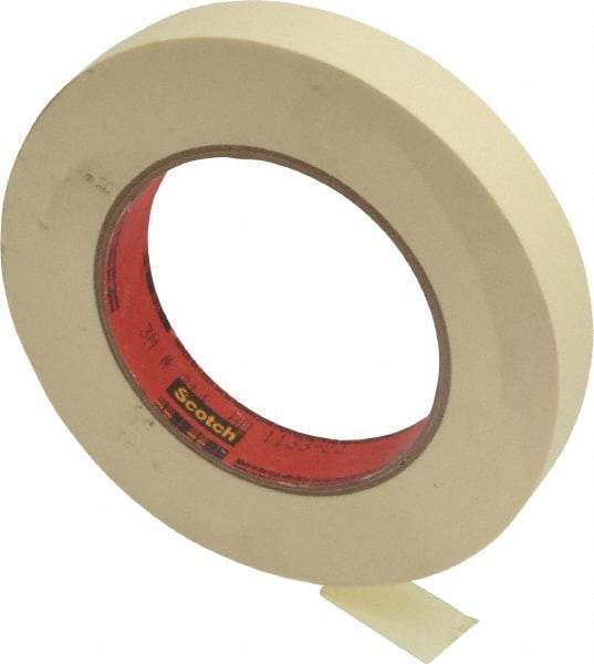 3M - 3/4" Wide x 60 Yd Long Tan Paper Masking Tape - Series 214, 5.8 mil Thick, 27 In/Lb Tensile Strength - Eagle Tool & Supply