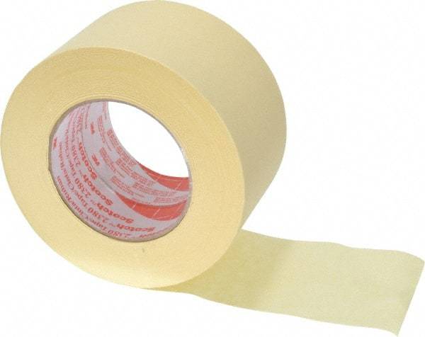 3M - 3" Wide x 60 Yd Long Tan Paper Masking Tape - Series 2380, 7.2 mil Thick, 28 In/Lb Tensile Strength - Eagle Tool & Supply