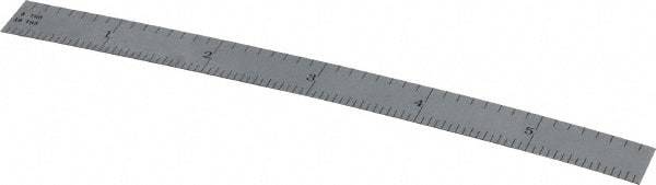 TESA Brown & Sharpe - 6" Long, 1/64, 1/32, 1/16, 1/8" Graduation, Flexible Steel Rule - 4R Graduation Style, 1/2" Wide, Silver, Satin Chrome Finish - Eagle Tool & Supply