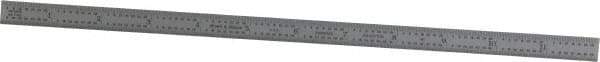 TESA Brown & Sharpe - 12" Long, 1/64, 1/32, 1/16, 1/8" Graduation, Flexible Steel Rule - 4R Graduation Style, 1/2" Wide, Silver, Satin Chrome Finish - Eagle Tool & Supply