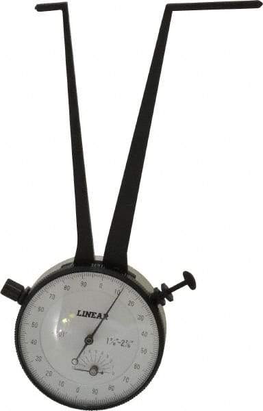 Value Collection - 1-7/8 to 2-7/8" Black Oxide & Chrome Plated Inside Dial Caliper Gage - 0.001" Graduation, 0.038mm Accuracy, 3-1/4" Leg Length, Ball Contact Points - Eagle Tool & Supply