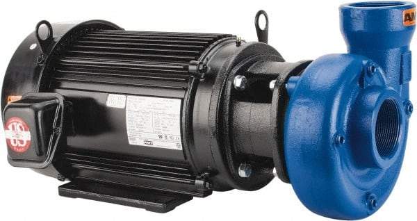 American Machine & Tool - 230/460V Volt, 3 Phase, 10 HP, Cast Iron Straight Pump - 3 Inch Inlet, 3 Inch Outlet, 98 Max Head psi, Stainless Steel Impeller, Buna-N Seal - Eagle Tool & Supply
