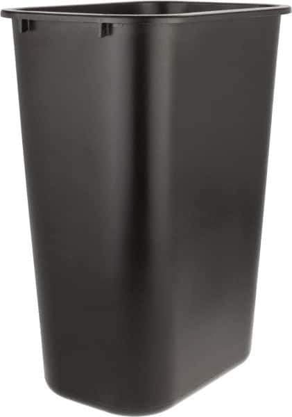 Rubbermaid - 41 Qt Black Rectangle Trash Can - Polyethylene, 19-7/8" High x 15-1/4" Long x 11" Wide - Eagle Tool & Supply