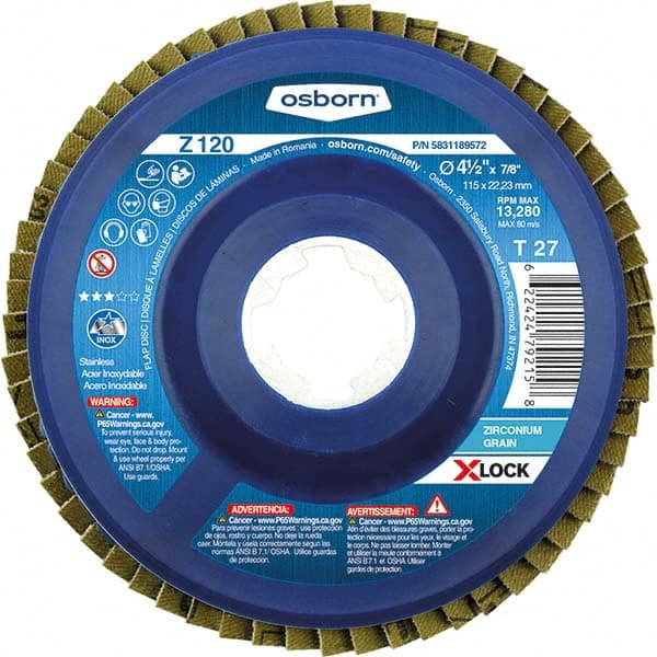 Osborn - 5" 40 Grit 5/8-11 Center Hole Type 27 Zirconia Alumina Flap Disc - Eagle Tool & Supply