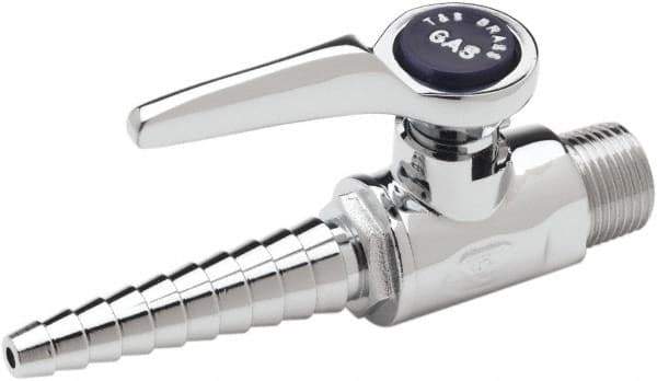 T&S Brass - 3/8" Pipe, Ball Head Hose Gas Cock - Chrome Plated Brass - Eagle Tool & Supply