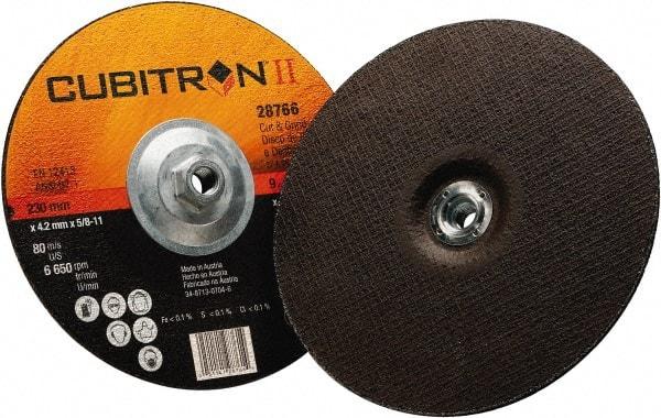 3M - 36 Grit, 9" Wheel Diam, 1/8" Wheel Thickness, Type 27 Depressed Center Wheel - Ceramic, 6,650 Max RPM - Eagle Tool & Supply