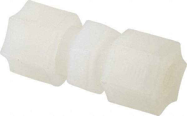 Made in USA - 3/8" Tube OD, Kynar Plastic Compression Tube Union - 275°F Max, Plastic Grip - Eagle Tool & Supply
