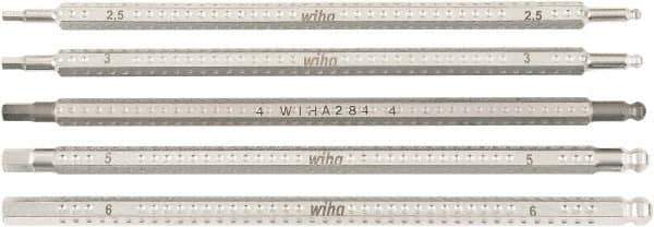 Wiha - 5 Piece Hex Drive Bit Set - Ball End Hex Point - Eagle Tool & Supply