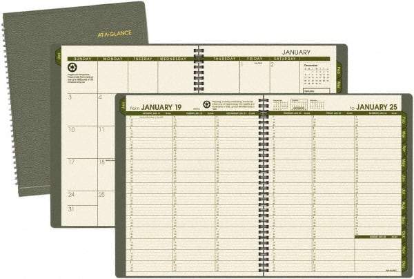 AT-A-GLANCE - 32 Sheet, 8-1/4 x 10-7/8", Weekly/Monthly Planner - Green - Eagle Tool & Supply
