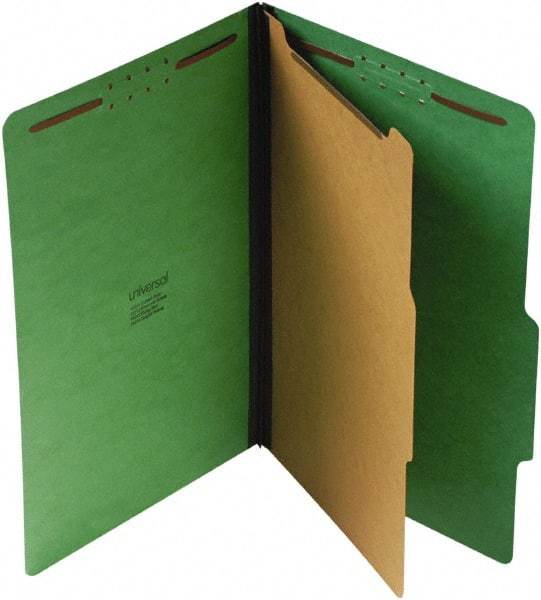 UNIVERSAL - 9-1/2 x 14-1/2", Legal, Emerald Green, Classification Folders with Top Tab Fastener - 25 Point Stock, Right of Center Tab Cut Location - Eagle Tool & Supply