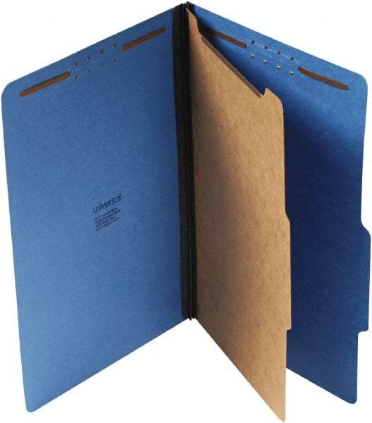 UNIVERSAL - 9-1/2 x 14-1/2", Legal, Cobalt Blue, Classification Folders with Top Tab Fastener - 25 Point Stock, Right of Center Tab Cut Location - Eagle Tool & Supply