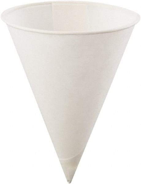 Konie - Poly-Bag Rolled-Rim Paper Cone Cups, 4 oz, 5000/Carton - White - Eagle Tool & Supply