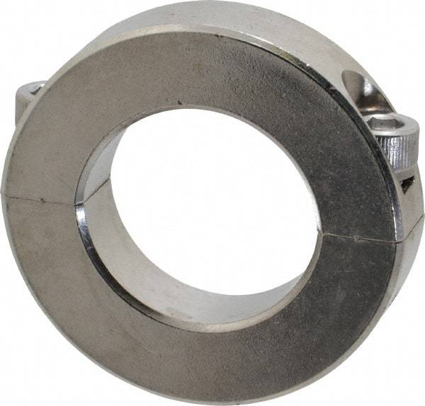 Climax Metal Products - 1-3/16" Bore, Stainless Steel, Two Piece Shaft Collar - 2-1/16" Outside Diam, 1/2" Wide - Eagle Tool & Supply