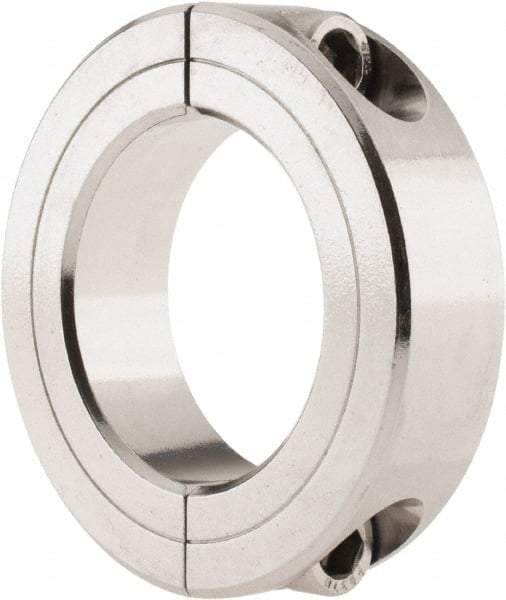 Climax Metal Products - 1-5/8" Bore, Stainless Steel, Two Piece Shaft Collar - 2-5/8" Outside Diam, 11/16" Wide - Eagle Tool & Supply
