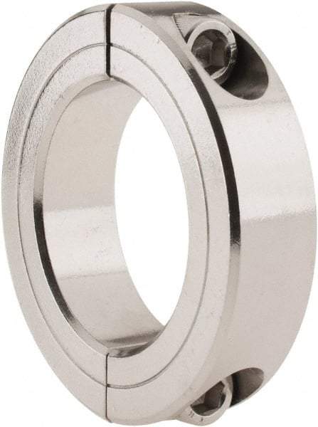 Climax Metal Products - 1-7/8" Bore, Stainless Steel, Two Piece Two Piece Split Shaft Collar - 2-7/8" Outside Diam, 11/16" Wide - Eagle Tool & Supply