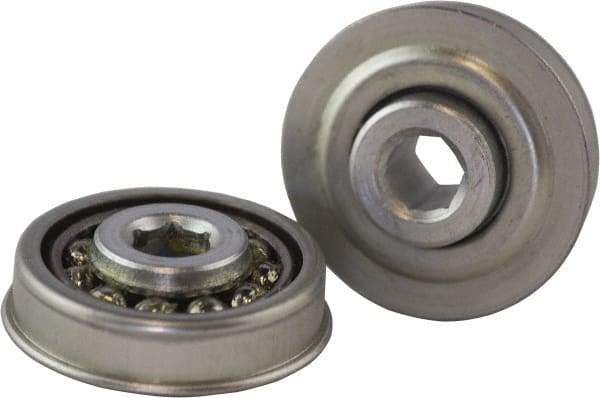 USDI - 1 Row, 1.897" OD, 7/16" Hex Single Seal Conveyor Roller Bearing - 190 Lb Capacity, 550 Max RPM, with Flange, Steel with Zinc Housing - Eagle Tool & Supply