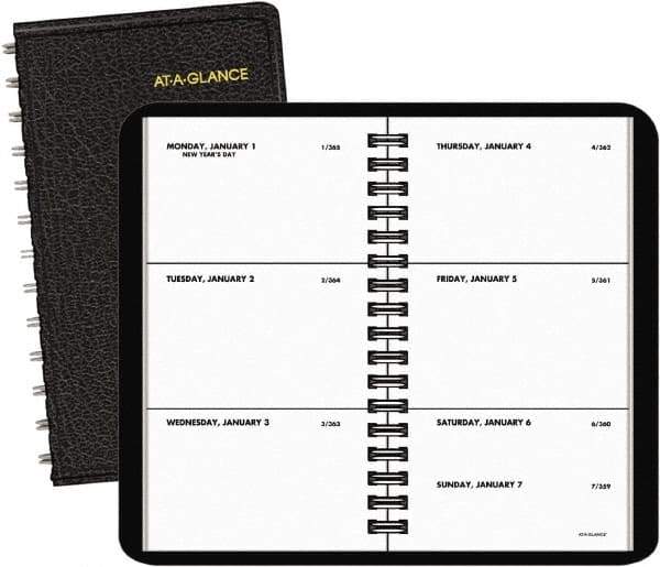 AT-A-GLANCE - 52 Sheet, 2-1/2 x 4-1/2", Weekly Planner - Black - Eagle Tool & Supply