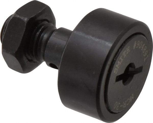 Accurate Bushing - 30mm Roller Diam x 14mm Width, 12mm Stud Diam x 25mm Length, Stud Cam Follower - Steel, 13mm Thread Length, M12x1.5 Thread, 40mm OAL, 8,100 N Dynamic Cap, 9,700 N Static Cap - Eagle Tool & Supply