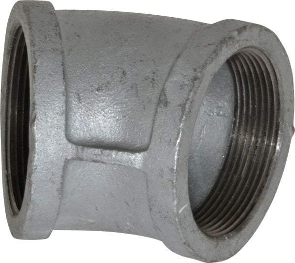 Made in USA - Class 150, 3" Galvanized Pipe 45° Elbow - Threaded, Malleable Iron - Eagle Tool & Supply