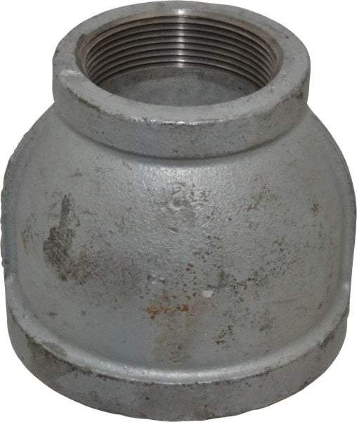 Made in USA - Class 150, 3 x 2" Galvanized Pipe Reducing Coupling - Threaded, Malleable Iron - Eagle Tool & Supply