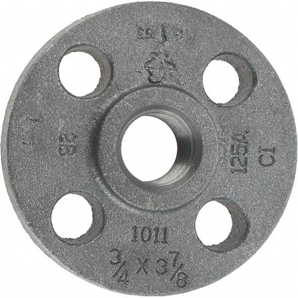Made in USA - 3/4" Pipe, 3-7/8" OD, 5/8" Hub Length, Iron Threaded Pipe Flange - 1-3/4" Across Bolt Hole Centers, 3/4" Bolt Hole, 175 psi, Class 125 - Eagle Tool & Supply