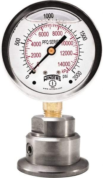 Winters - 2-1/2" Dial, 1/4 Thread, 0-60 Scale Range, Pressure Gauge - Bottom Connection Mount, Accurate to 1.5% of Scale - Eagle Tool & Supply