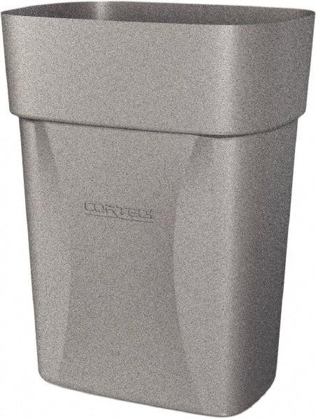 Made in USA - 14 Qt Gray Rectangle Trash Can - Polyethylene, None Graphic, Lid Not Included - Eagle Tool & Supply