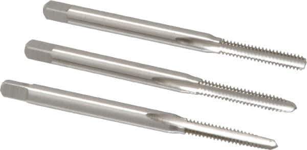 Cleveland - #4-40 UNC, 3 Flute, Bottoming, Plug & Taper, Bright Finish, High Speed Steel Tap Set - Right Hand Cut, 1-7/8" OAL, 0.31" Thread Length - Eagle Tool & Supply