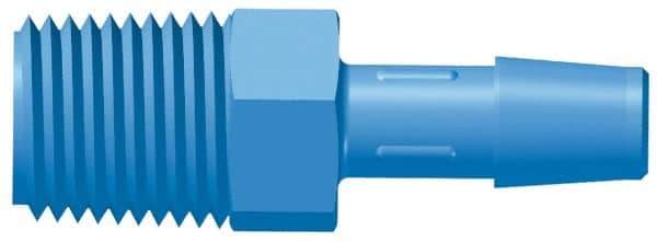Made in USA - 3/4" Barb, 3/4, HDPE Single Barbed Tube Adapter - Blue, Male - Eagle Tool & Supply