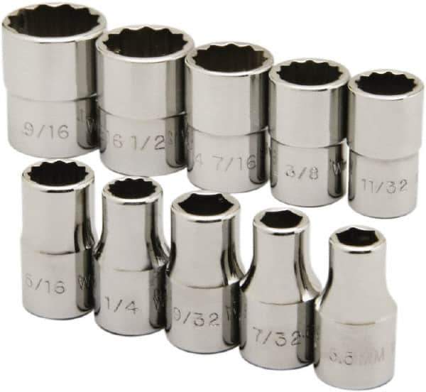 Ability One - 1/4" Drive Socket Set - 6, 12 Points, 3/16" to 9/16" Range, Inch Measurement Standard - Eagle Tool & Supply
