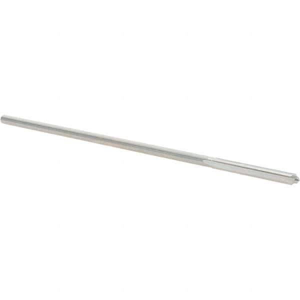 Alvord Polk - 0.101" High Speed Steel 4 Flute Chucking Reamer - Straight Flute, 0.095" Straight Shank, 7/8" Flute Length, 3-1/2" OAL - Eagle Tool & Supply