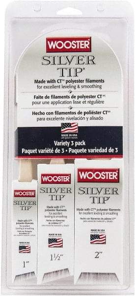 Wooster Brush - 1, 1-1/2 & 2" Angle/Flat Polyester General Purpose Paint Brush Set - 2-3/16, 2-7/16 & 2-11/16" Bristle Length, 7-1/2" Wood Handle - Eagle Tool & Supply