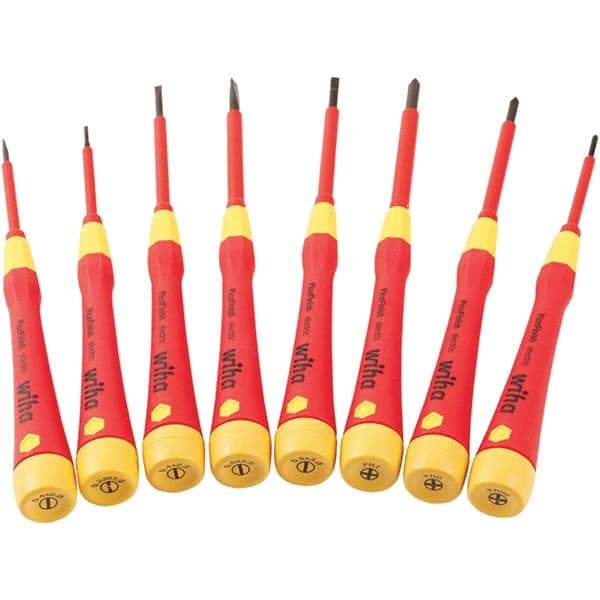Wiha - 8 Piece Slotted & Phillips Screwdriver Set - #00 to #1 Phillips Size - Eagle Tool & Supply
