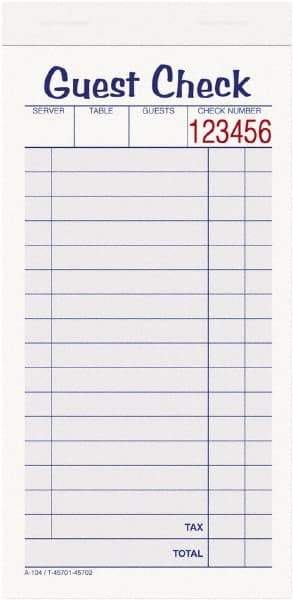 Adams Business Forms - 50 Sheet, 6-7/8 x 3-3/8", Guest Book - White & Canary - Eagle Tool & Supply